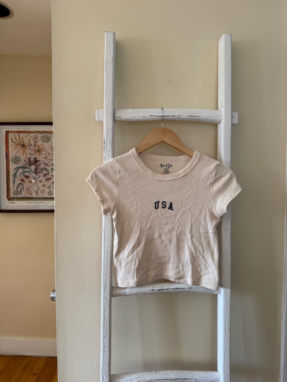 Brandy Melville Cream USA Crop Top